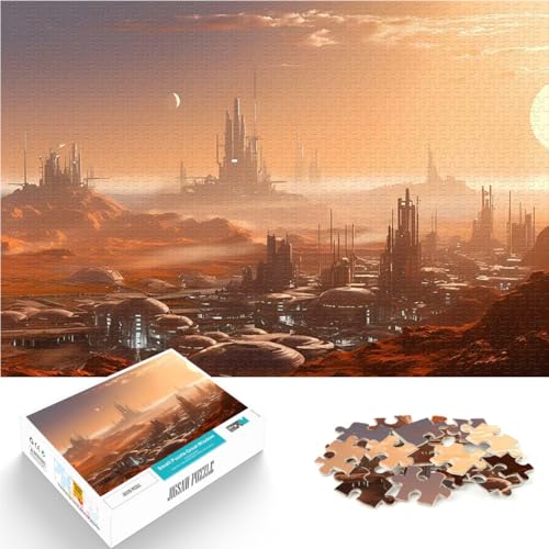 1000-Teile-Puzzle für Erwachsene Denkspiel Roter Planet Mars Stadtbild Lustige Aktivitäten für zu Hause, Geburtstagsgeschenk, Reisegeschenk,38x26cm von AITEXI