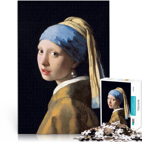 1000-Teile-Puzzle für Erwachsene Herausforderndes Spiel Das Mädchen mit dem Perlenohrring Lernspiel für Geburtstag, Weihnachten52x38cm von AITEXI