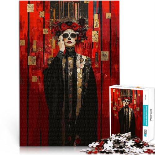 1000-Teile-Puzzle für Erwachsene Herausforderndes Spiel Tag der Toten Frauenporträt Geburtstagsgeschenk, Geschenke52x38cm 1000-Teile-Puzzle für Erwachsene Herausforderndes Spiel Tag der Toten Frauenporträt Geburtstagsgeschenk, Geschenke52x38cm von AITEXI