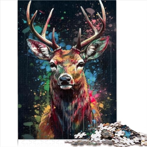 1000 Teile Puzzle für Erwachsene Hirschmalerei-Puzzles für Erwachsene Premium-Karton Tolles Geschenk für Erwachsene | Spiele für Jugendliche und Erwachsene 1000 Stück (26 x 38 cm) von AITEXI