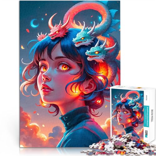 1000-Teile-Puzzle für Erwachsene Intellektuelles Spiel Drachenmädchen Fantasy Art mit vollständig ineinander greifenden, zufällig geformten Teilen38x26cm 1000-Teile-Puzzle für Erwachsene Intellektuelles Spiel Drachenmädchen Fantasy Art mit vollständig ineinander greifenden, zufällig geformten Teilen38x26cm von AITEXI
