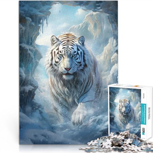 1000-Teile-Puzzle für Erwachsene Intellektuelles Spiel Gefrorener Tiger in der Eiswelt Lernspiel für Geburtstag, Weihnachten75x50cm von AITEXI