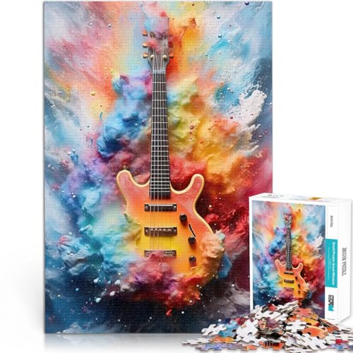 1000-Teile-Puzzle für Erwachsene Intellektuelles Spiel Gitarre, die ihre Farben zum Schmelzen bringt Wohnkunstdekor75x50cm von AITEXI