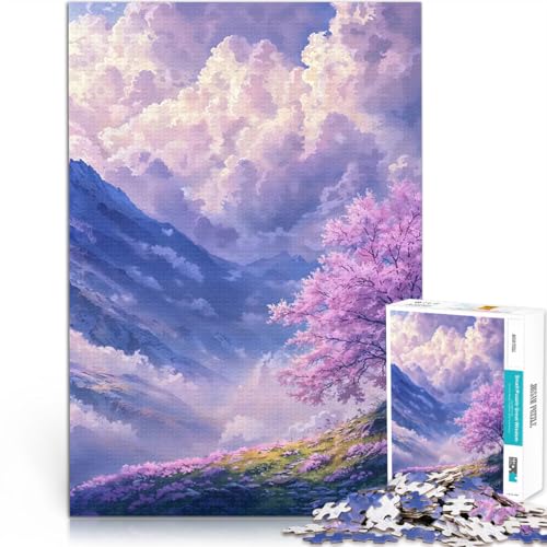 1000-Teile-Puzzle für Erwachsene Interessante Stressreduzierung Blick auf die Berge mit Sakura-Baum Geschenkideen52x38cm 1000-Teile-Puzzle für Erwachsene Interessante Stressreduzierung Blick auf die Berge mit Sakura-Baum Geschenkideen52x38cm von AITEXI