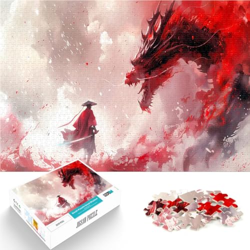 1000-Teile-Puzzle für Erwachsene Lernspiele Heimdekoration Japanischer Drachen-Samurai Lernspiel für Geburtstag, Weihnachten75x50cm von AITEXI