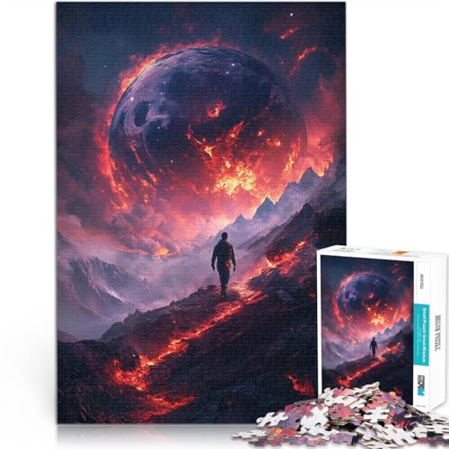 1000-Teile-Puzzle für Erwachsene Pädagogisches Spielzeug zum Stressabbau Brennende Planetenlandschaft Heimdekoration38x26cm von AITEXI