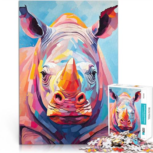 2000-Teile-Puzzle für Erwachsene Pädagogisches Spielzeug zum Stressabbau Nashornporträt Einzigartige Wohndekoration und Geschenke70x100cm von AITEXI