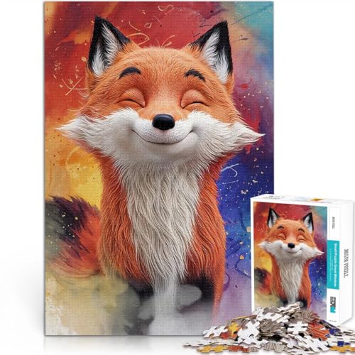 1000-Teile-Puzzle für Erwachsene Quizspiel Lächelnder Cartoon-Fuchs-Mix 3D & Aquarell Geschenke für Freunde und Familie75x50cm 1000-Teile-Puzzle für Erwachsene Quizspiel Lächelnder Cartoon-Fuchs-Mix 3D & Aquarell Geschenke für Freunde und Familie75x50cm von AITEXI