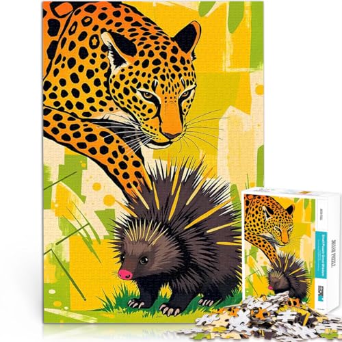 1000-Teile-Puzzle für Erwachsene Spiele Spielzeug Geschenk Leoparden- und Stachelschwein-Wildtiere mit passendem Poster und Quizblatt52x38cm 1000-Teile-Puzzle für Erwachsene Spiele Spielzeug Geschenk Leoparden- und Stachelschwein-Wildtiere mit passendem Poster und Quizblatt52x38cm von AITEXI