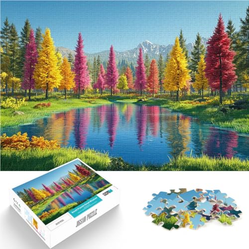 1000-Teile-Puzzle für Erwachsene Spielzeug-Intellektuelles Spiel Herbstwaldreflexion Geburtstagsgeschenk, Geschenke38x26cm von AITEXI
