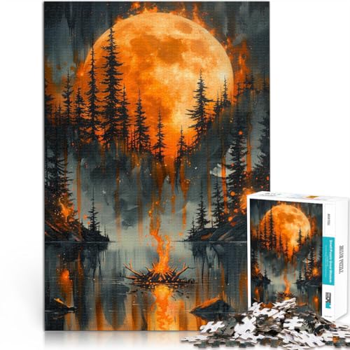1000-Teile-Puzzle für Erwachsene Spielzeug Lernspiele Stressabbau Feuriger Mondwald Wunschliste mit dem Weihnachtsmann75x50cm von AITEXI
