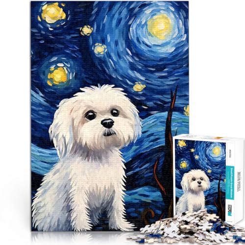 1000-Teile-Puzzle für Erwachsene Stressabbau Schwierige Herausforderung Malteser Hund Sternennacht einzigartiges Herausforderungsspiel52x38cm 1000-Teile-Puzzle für Erwachsene Stressabbau Schwierige Herausforderung Malteser Hund Sternennacht einzigartiges Herausforderungsspiel52x38cm von AITEXI