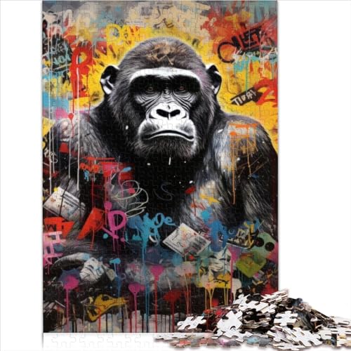 1000 Teile Puzzle für Erwachsene im Banksy-Stil, Gorilla-Kunst-Puzzle, Premium-100% recyceltes Brett für Kinder ab 14 Jahren, Puzzles für Erwachsene und Teenager (26 x 38 cm) von AITEXI