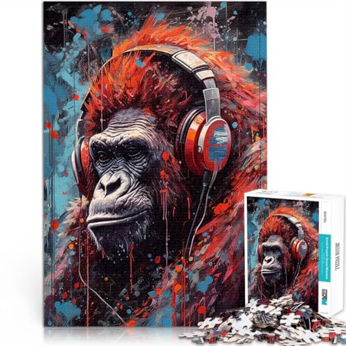 1000-Teile-Puzzle für Erwachsene lustige Spiele für die ganze Familie Gorilla bemalte Kopfhörer Geburtstagsgeschenk, Geschenke75x50cm 1000-Teile-Puzzle für Erwachsene lustige Spiele für die ganze Familie Gorilla bemalte Kopfhörer Geburtstagsgeschenk, Geschenke75x50cm von AITEXI
