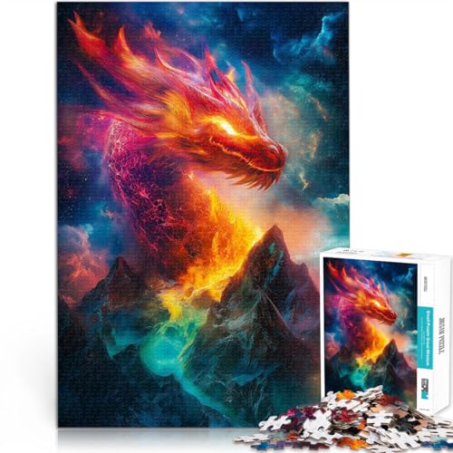 1000-Teile-Puzzle für Erwachsene pädagogische Herausforderung Feuriger Drache über den Bergen Geburtstagsgeschenk, Geschenke38x26cm von AITEXI