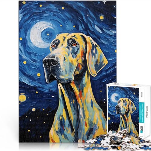 1000-Teile-Puzzle für Teenager Anspruchsvoll, Aber lustig und humorvoll Deutsche Dogge Hund Van Gogh Wichtelgeschenke38x26cm 1000-Teile-Puzzle für Teenager Anspruchsvoll, Aber lustig und humorvoll Deutsche Dogge Hund Van Gogh Wichtelgeschenke38x26cm von AITEXI