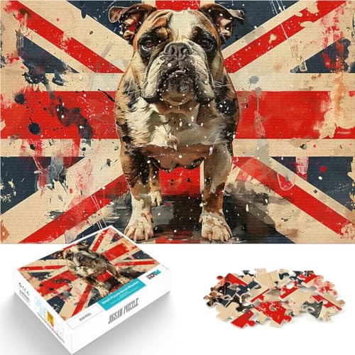 1000-Teile-Puzzle für Teenager Denkspiel Bulldogge auf Union Jack-Flagge, Britisches patriotisches Grunge-Street-Art-Design 02 Heimdekoration Spielzeug75x50cm 1000-Teile-Puzzle für Teenager Denkspiel Bulldogge auf Union Jack-Flagge, Britisches patriotisches Grunge-Street-Art-Design 02 Heimdekoration Spielzeug75x50cm von AITEXI