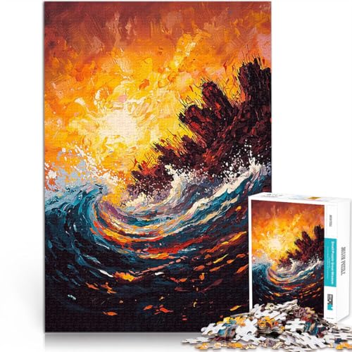 1000-Teile-Puzzle für Teenager Denkspiel Feurige Ozeanwelle Zeitgenössisches expressionistisches Kunstwerk Heimdekoration75x50cm 1000-Teile-Puzzle für Teenager Denkspiel Feurige Ozeanwelle Zeitgenössisches expressionistisches Kunstwerk Heimdekoration75x50cm von AITEXI