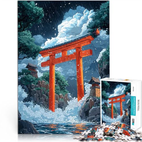 1000-Teile-Puzzle für Teenager Denkspiel Japanisches Torii-Tor im Regen denn eignet ganze Familie38x26cm von AITEXI