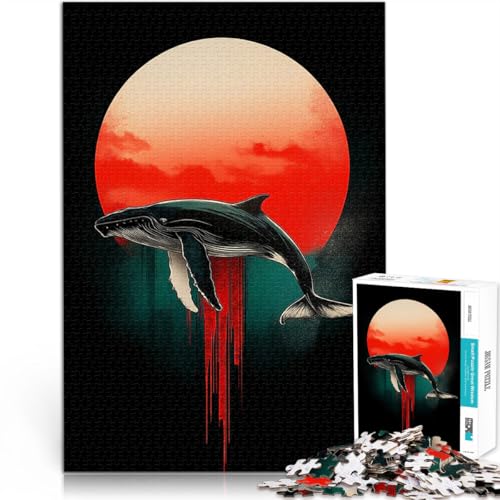 1000-Teile-Puzzle für Teenager Familienspiel für und Wal-Silhouette mit roter Sonne Angebot als Geschenk für die ganze Familie52x38cm von AITEXI