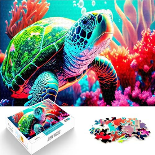 1000-Teile-Puzzle für Teenager Gehirnintelligenz-Herausforderung süchtig machendes Spielzeug Schildkröte Wohnkunstdekor75x50cm von AITEXI