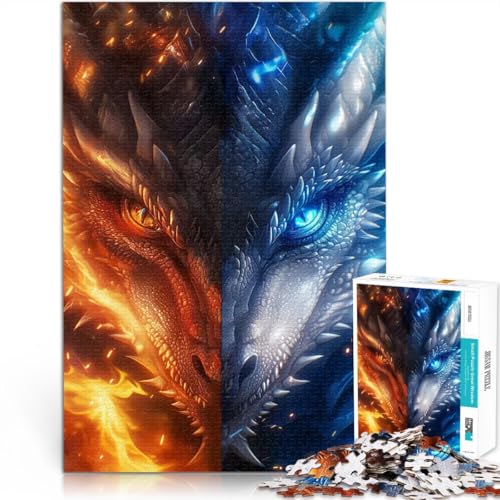 1000-Teile-Puzzle für Teenager Herausfordernd Schwierig Anime Drachen Feuer und EIS Geburtstagsgeschenk, Geschenke75x50cm 1000-Teile-Puzzle für Teenager Herausfordernd Schwierig Anime Drachen Feuer und EIS Geburtstagsgeschenk, Geschenke75x50cm von AITEXI
