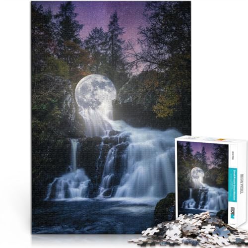 1000-Teile-Puzzle für Teenager Herausforderndes Spiel Schmelzender Mondwasserfall Geeignet für die Schreibtischdekoration75x50cm von AITEXI
