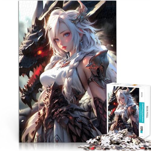 1000-Teile-Puzzle für Teenager Intellektuelles Spiel Drachenjungfrau-Kriegerin mit vollständig ineinander greifenden, zufällig geformten Teilen52x38cm von AITEXI