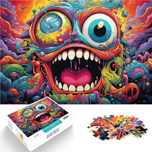 1000-Teile-Puzzle für Teenager Intellektuelles Spiel Psychedelisches Monstergesicht einzigartiges Herausforderungsspiel38x26cm von AITEXI