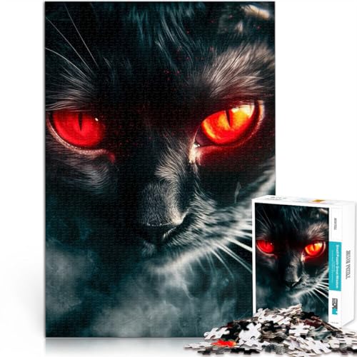 1000-Teile-Puzzle für Teenager Lernspiel-Herausforderungsspielzeug Rotäugige Katze Lernspiel für Geburtstag, Weihnachten52x38cm von AITEXI
