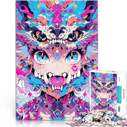 1000-Teile-Puzzle für Teenager Lernspiele DIY Spielzeug Anime-Mädchen mit Wolfsmaske Lernspiel für Geburtstag, Weihnachten75x50cm von AITEXI