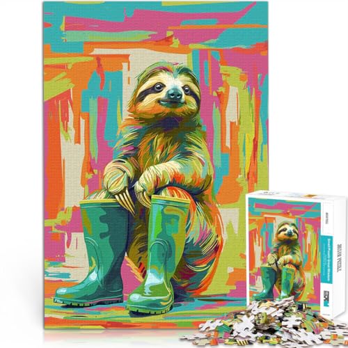 1000-Teile-Puzzle für Teenager Lernspiele DIY Spielzeug Grüner Stiefel Coole Faultierkunst Lernspiel für Geburtstag, Weihnachten52x38cm von AITEXI