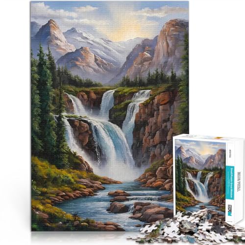 1000-Teile-Puzzle für Teenager Lernspiele DIY Spielzeug Wasserfall in der Waldnatur Geeignet für die Schreibtischdekoration52x38cm von AITEXI