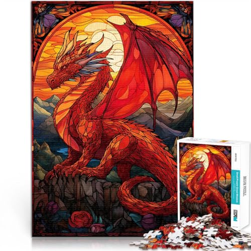 1000-Teile-Puzzle für Teenager Lernspielzeug für die ganze Familie Drachen-Buntglas einzigartiges Herausforderungsspiel75x50cm von AITEXI