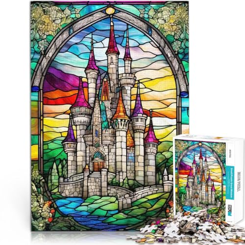 1000-Teile-Puzzle für Teenager Pädagogisches Spielzeug zum Stressabbau Buntglasschlösser Wunschliste mit dem Weihnachtsmann75x50cm von AITEXI