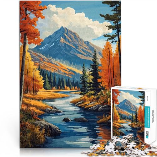 1000-Teile-Puzzle für Teenager Pädagogisches Spielzeug zum Stressabbau Herbst Bergfluss Geburtstagsgeschenk, Geschenke70x100cm von AITEXI