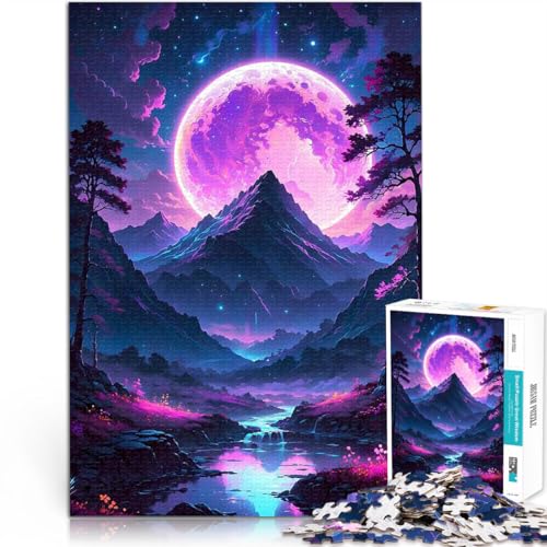 1000-Teile-Puzzle für Teenager Präzisionsschnitt japanische mondbeschienene Berge denn eignet ganze Familie38x26cm von AITEXI