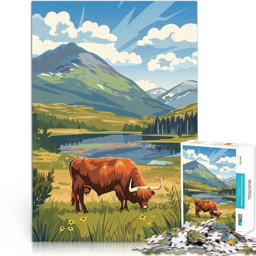 1000-Teile-Puzzle für Teenager Quizspiel Hochlandkuh in Berglandschaft Lustige Aktivitäten für zu Hause, Geburtstagsgeschenk, Reisegeschenk,52x38cm 1000-Teile-Puzzle für Teenager Quizspiel Hochlandkuh in Berglandschaft Lustige Aktivitäten für zu Hause, Geburtstagsgeschenk, Reisegeschenk,52x38cm von AITEXI