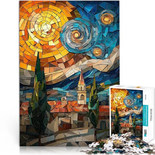 1000-Teile-Puzzle für Teenager Quizspiel Sternennacht-Buntglas-Mosaik-Kunstwerk mit vollständig ineinander greifenden, zufällig geformten Teilen52x38cm 1000-Teile-Puzzle für Teenager Quizspiel Sternennacht-Buntglas-Mosaik-Kunstwerk mit vollständig ineinander greifenden, zufällig geformten Teilen52x38cm von AITEXI