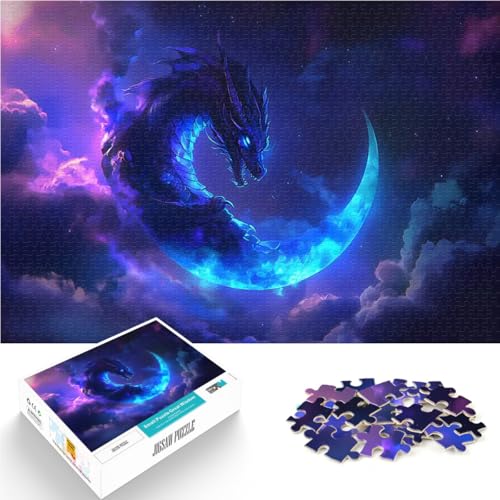 1000-Teile-Puzzle für Teenager Spielzeug-Intellektuelles Spiel Drache auf Halbmond Lernspiel für Geburtstag, Weihnachten75x50cm 1000-Teile-Puzzle für Teenager Spielzeug-Intellektuelles Spiel Drache auf Halbmond Lernspiel für Geburtstag, Weihnachten75x50cm von AITEXI