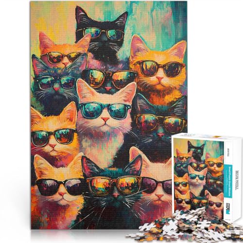 1000-Teile-Puzzle für Teenager Spielzeug Lernspiele Stressabbau Coole Katzen mit Sonnenbrille Lernspiel für Geburtstag, Weihnachten75x50cm 1000-Teile-Puzzle für Teenager Spielzeug Lernspiele Stressabbau Coole Katzen mit Sonnenbrille Lernspiel für Geburtstag, Weihnachten75x50cm von AITEXI
