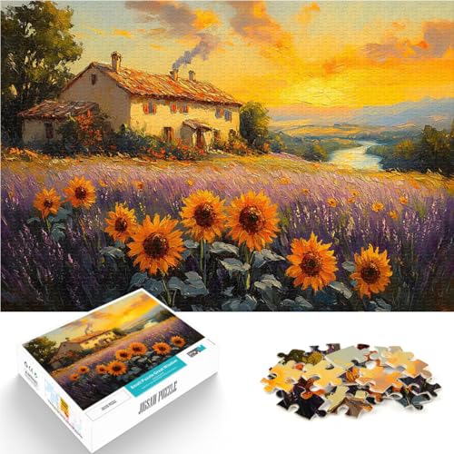 1000-Teile-Puzzle für Teenager Spielzeug Lernspiele Stressabbau Sonnenblumen und Lavendelfeld Lernspiel für Geburtstag, Weihnachten52x38cm von AITEXI