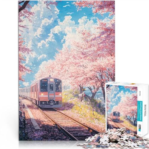 1000-Teile-Puzzle für Teenager Spielzeug Lernspiele Stressabbau Zug durch Kirschblüten Verbessern Sie das Gedächtnis75x50cm von AITEXI