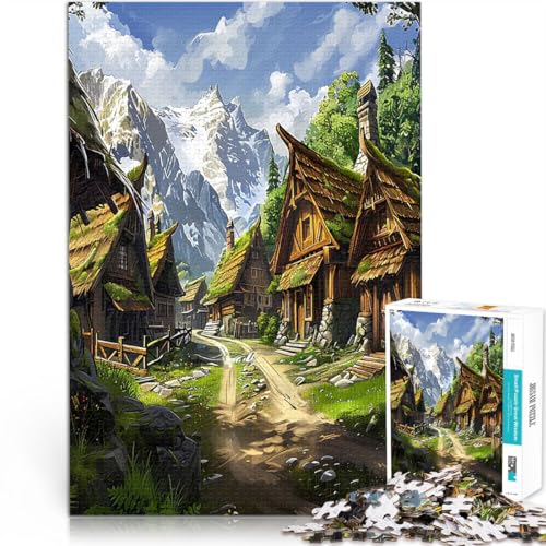1000-Teile-Puzzle für Teenager Stressabbau-Spielzeug Bergdorfland Jedes Stück ist einzigartig – Anspruchsvolles Familienspiel52x38cm von AITEXI