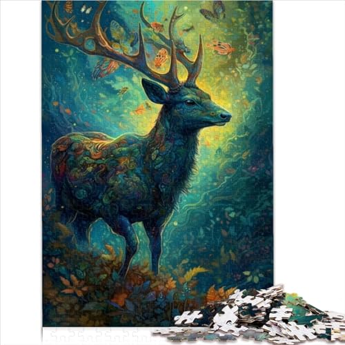 1000 Teile Puzzles Hirsch Blumenpuzzles Papppuzzles Geschenk für Kinder ab 12 Jahren Weihnachtspuzzlegeschenke für Frauen 1000 Teile (26 x 38 cm) von AITEXI