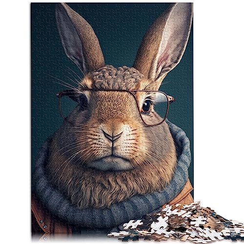 1000 extra große Teile Puzzle Hase Kaninchen in Kleidung Papppuzzle Intellektuelles Spiel 10,27 x 14,96 Zoll von AITEXI