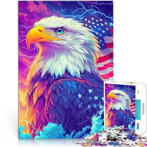 1000-teilige Puzzles für Erwachsene Anspruchsvolles Spiel und Familienspaß Amerikanische Adlerflagge Wohnkunstdekor52x38cm von AITEXI