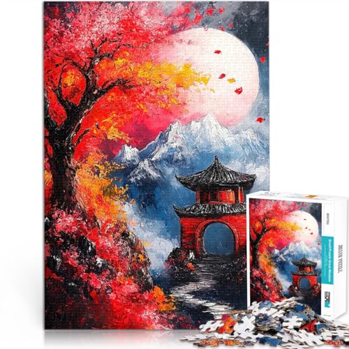 1000-teilige Puzzles für Erwachsene DIY-Spielzeug Mondbeschienene Landschaft mit japanischer Pagode Heimdekoration38x26cm von AITEXI