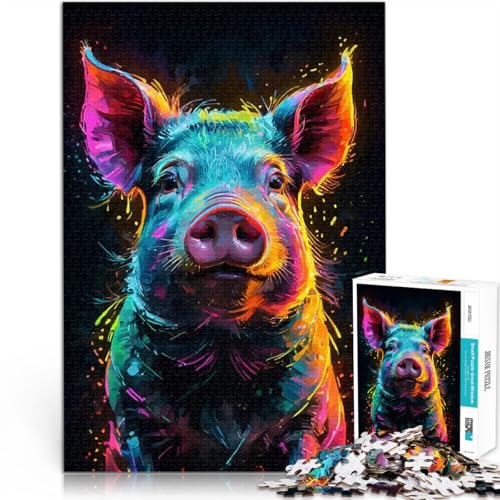 1000-teilige Puzzles für Erwachsene Denkspiel Neon Schwein Aquarell Portrait Wanddekoration Einzigartige Geburtstags- und Weihnachtsgeschenke70x100cm 1000-teilige Puzzles für Erwachsene Denkspiel Neon Schwein Aquarell Portrait Wanddekoration Einzigartige Geburtstags- und Weihnachtsgeschenke70x100cm von AITEXI