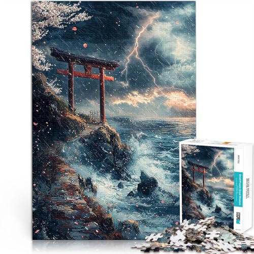1000-teilige Puzzles für Erwachsene Denkspiel Stürmische Seelandschaft mit Torii-Tor Einzigartige Wohndekoration und Geschenke38x26cm 1000-teilige Puzzles für Erwachsene Denkspiel Stürmische Seelandschaft mit Torii-Tor Einzigartige Wohndekoration und Geschenke38x26cm von AITEXI